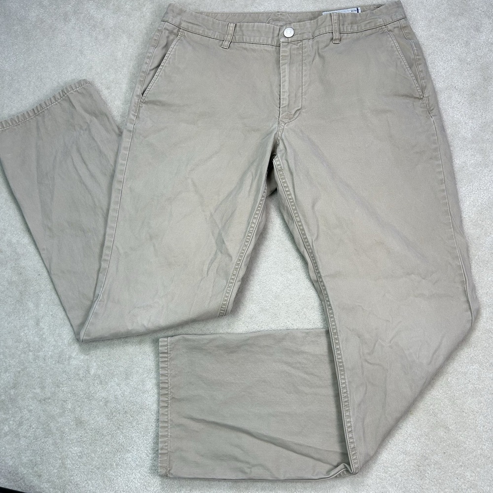 Bonobos Washed Chino Pants Men's 34x34 Flat Front Stretch Khaki Straight Fit